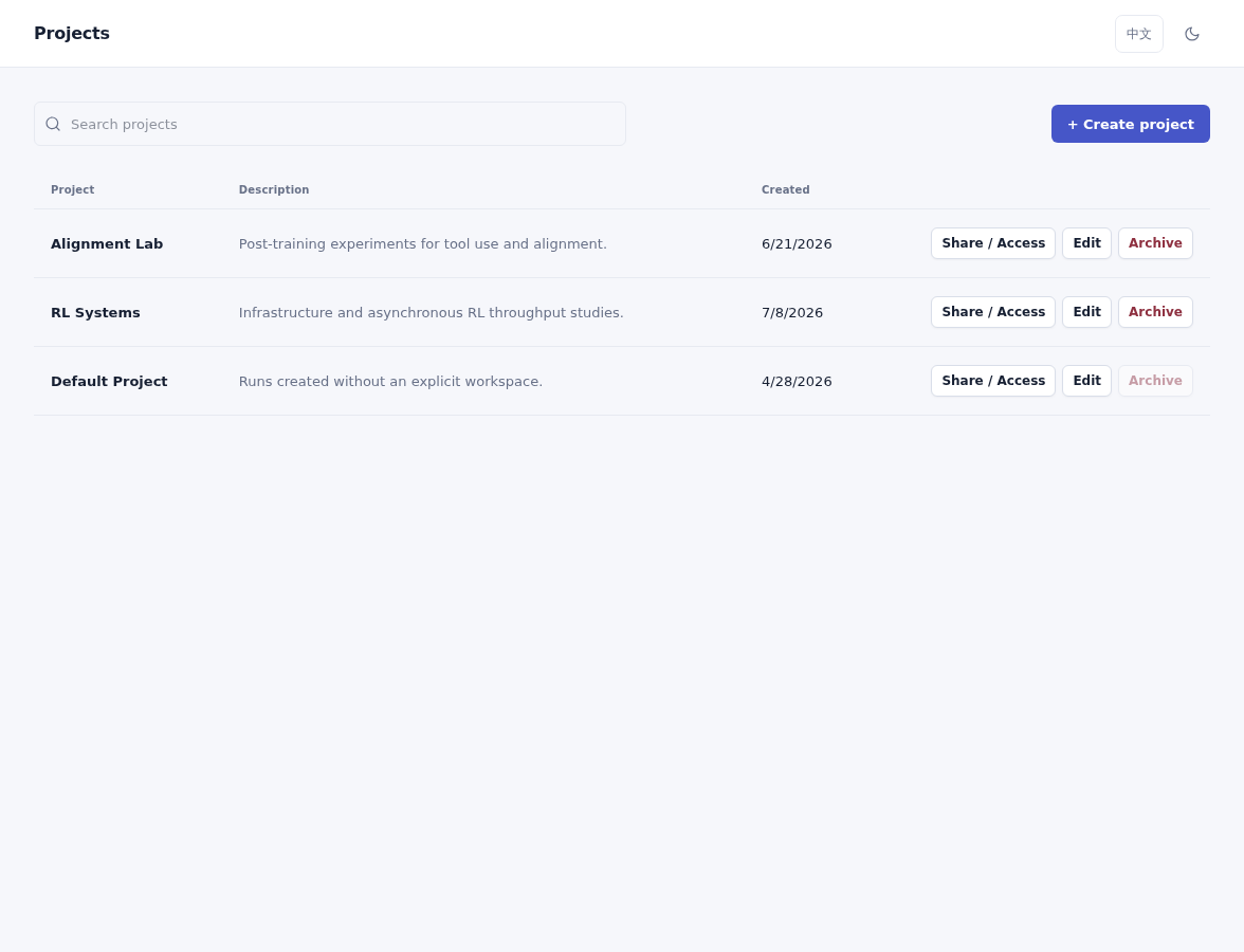 Projects in the Weaver Console